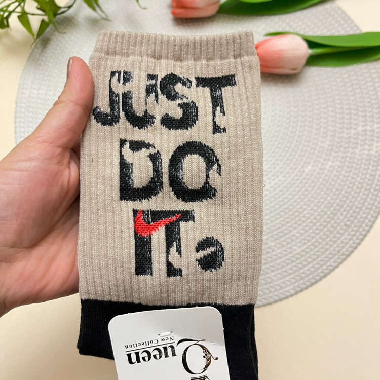 جوراب اسپورت مردانه و زنانه ساق بلند طرح just do it| فری سایز ۳۶ تا ۴۳