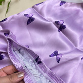 ست 3 تیکه تاپ شورتک زنانه به همراه کش مو طرح پروانه جنس ساتن | free size