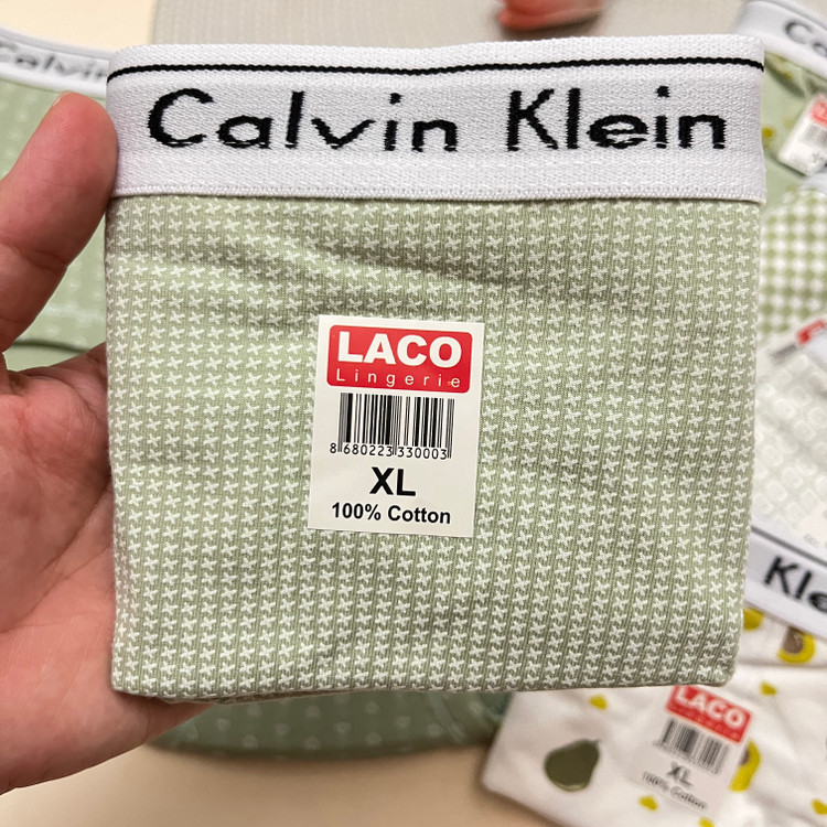 شورت با کیفیت زنانه برند لاکو LACO کلوین کلین CK تم سبز/ سایز XL /2XL / 3XL