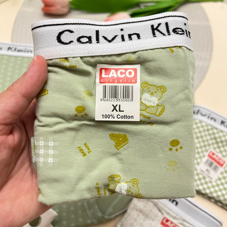 شورت با کیفیت زنانه برند لاکو LACO کلوین کلین CK تم سبز/ سایز XL /2XL / 3XL